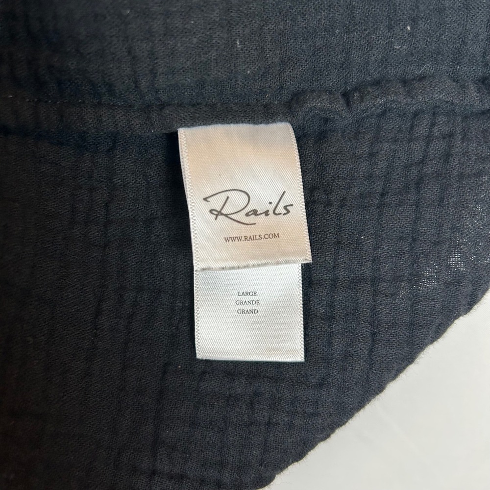Rails Everdeen Black Cotton Gauze Mini Dress Square Neck Flutter Sleeve L - Picture 5 of 13